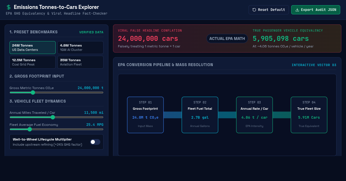 Emissions Tonnes-to-Cars Equivalency Explorer preview