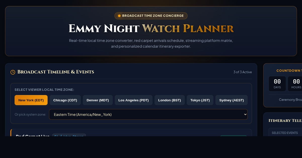Emmy Night Watch Planner & Time Zone Concierge preview