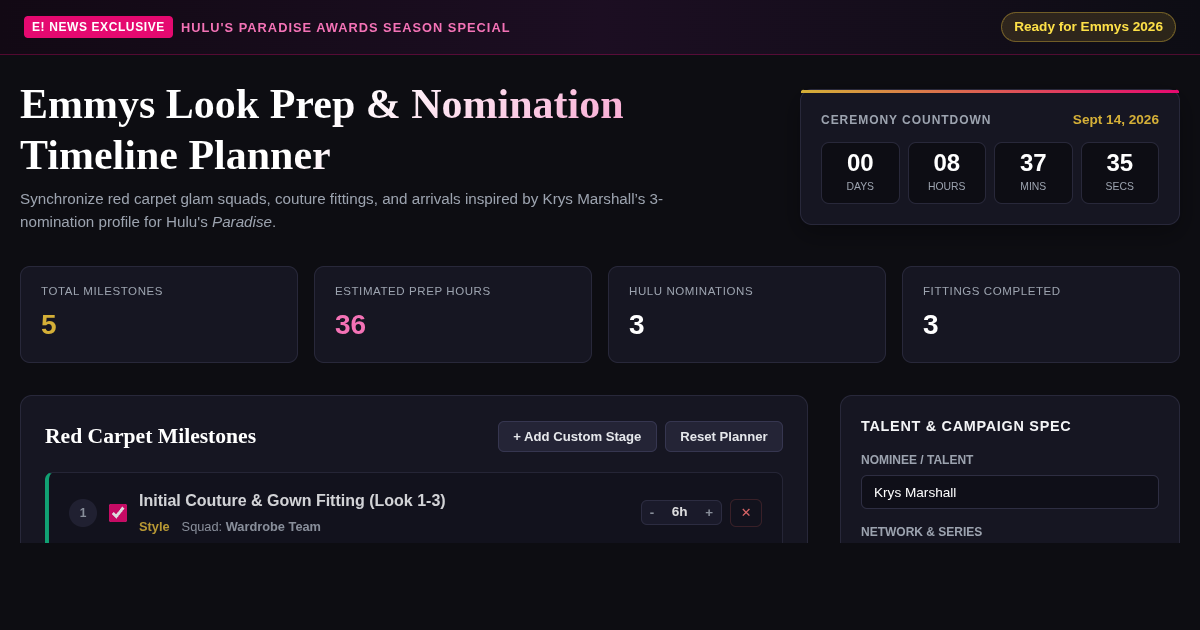 Emmys Look Prep & Nomination Timeline Planner | 2026 Awards Season preview