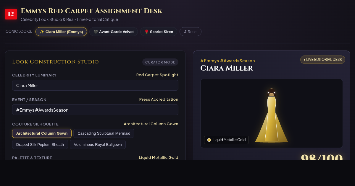 Emmys Red Carpet Assignment Desk | Style Critique & Verdict Studio preview