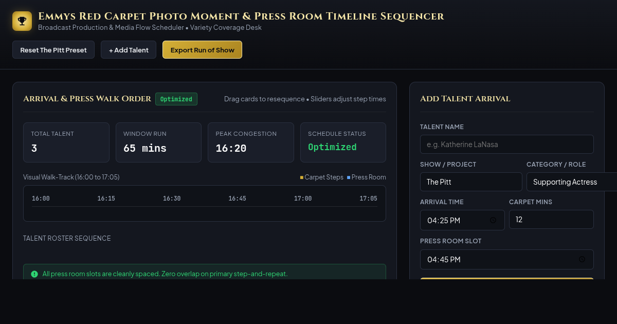Emmys Red Carpet Photo Moment & Press Room Timeline Sequencer preview