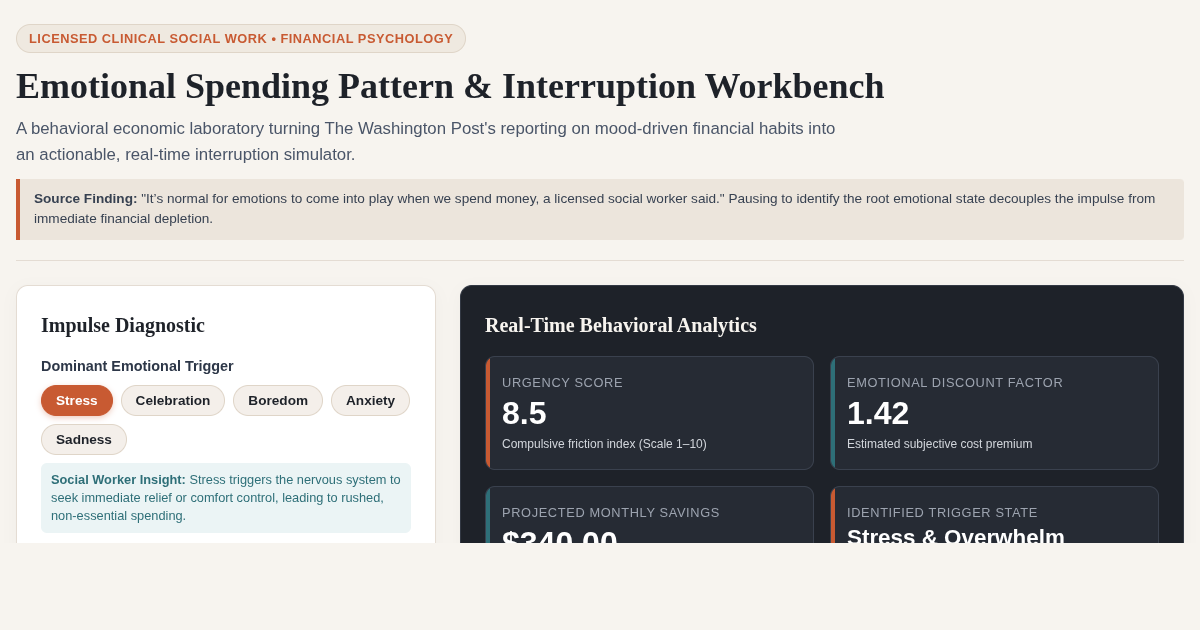 Emotional Spending Pattern & Interruption Workbench preview