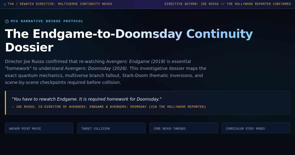 Endgame to Doomsday Rewatch Dossier | Russo Brothers MCU Continuity Bridge preview