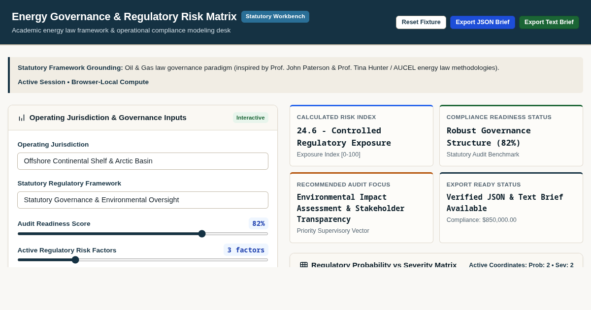 Energy Governance & Regulatory Risk Matrix preview