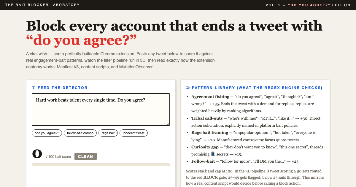 Bait Blocker Lab - Build an Engagement-Bait Detector Extension preview