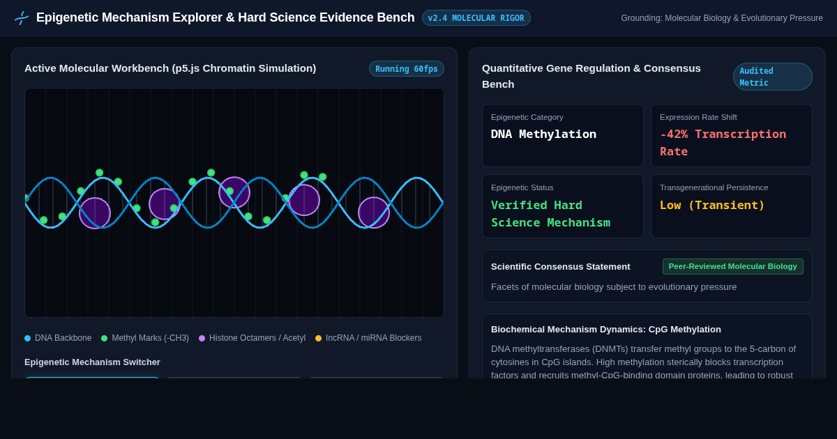 Epigenetic Mechanism Explorer & Hard Science Evidence Bench preview