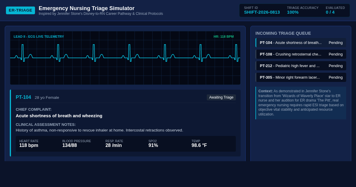ER Nurse Triage & Clinical Decision Simulator preview