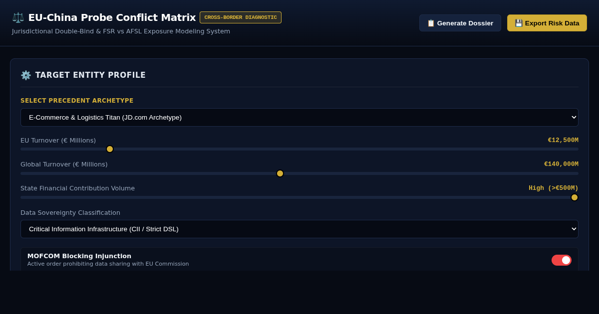 EU-China Regulatory Probe Conflict Matrix & Corporate Exposure Simulator preview