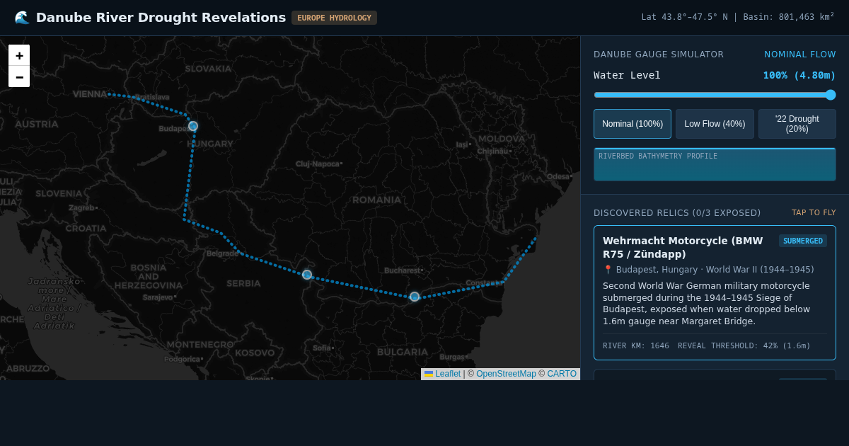 Danube Drought Revelations: Europe's Dry River Artifact Explorer preview