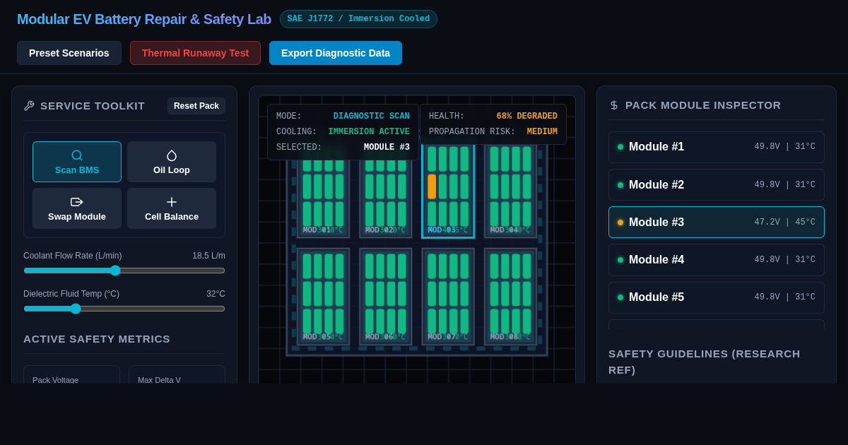 Modular EV Battery Pack Repair & Thermal Safety Simulator preview