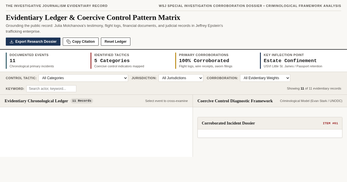 Evidentiary Timeline & Coercive Control Matrix | Julia Molchanova / Epstein Network Investigation preview