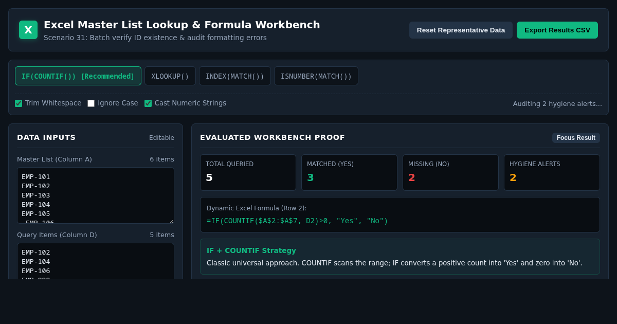 Excel Master List Lookup & Formula Workbench preview