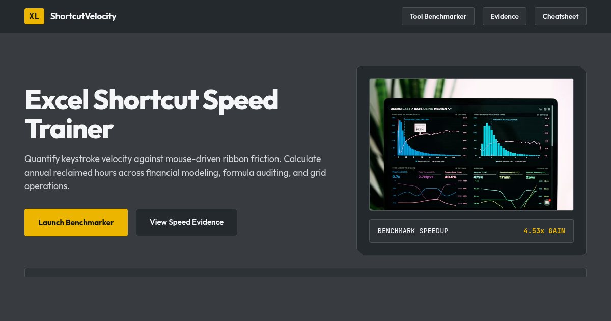 Excel Keyboard Shortcut Speed Trainer & Workflow Benchmarker preview