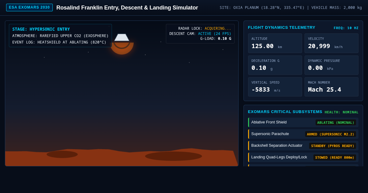 ExoMars 2030 Landing Simulator: Rosalind Franklin EDL preview