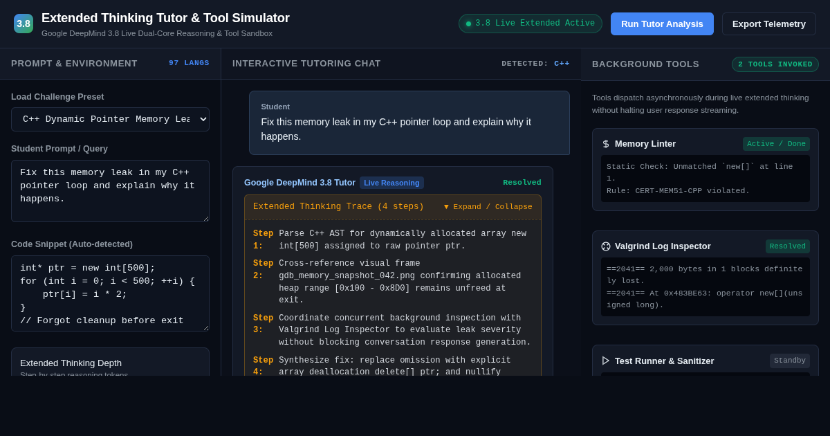 Extended Thinking Tutor & Tool Simulator preview