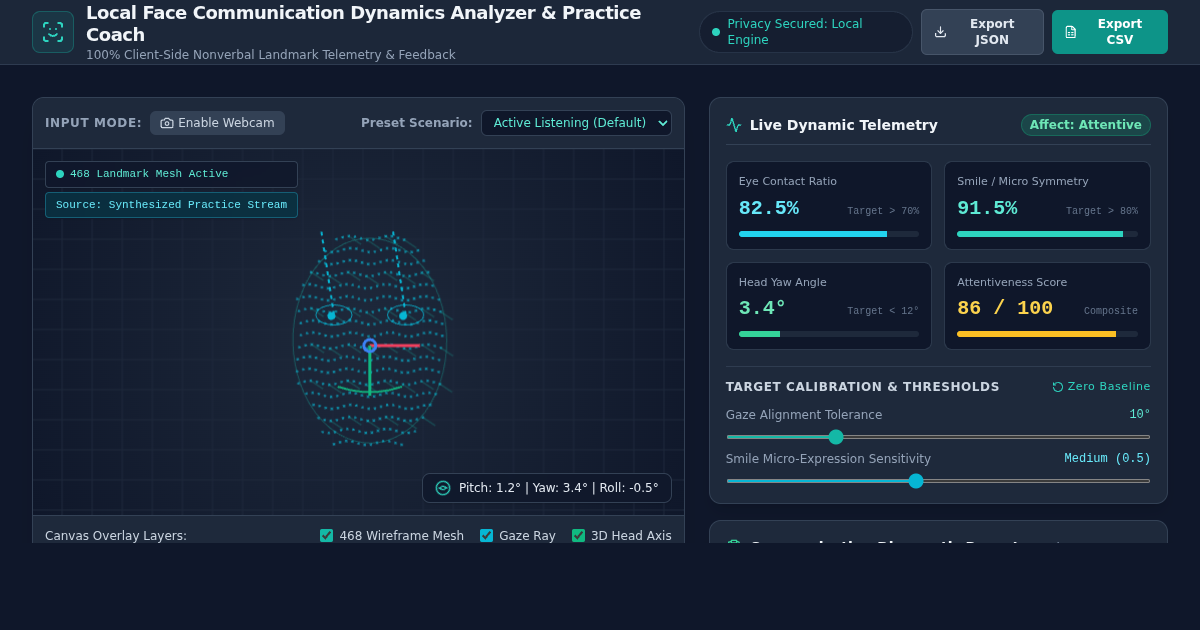 Local Face Communication Dynamics Analyzer & Practice Coach preview
