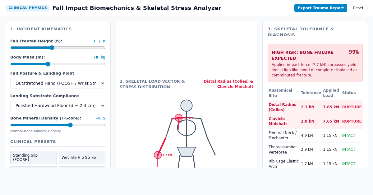 Fall Impact Biomechanics & Skeletal Stress Analyzer preview