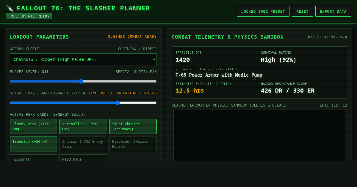 Fallout 76 The Slasher Update Planner preview