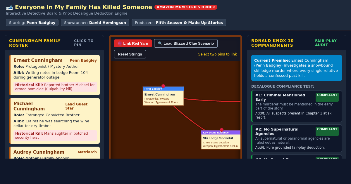 Everyone In My Family Has Killed Someone — Crime Board & Knox Decalogue Engine preview