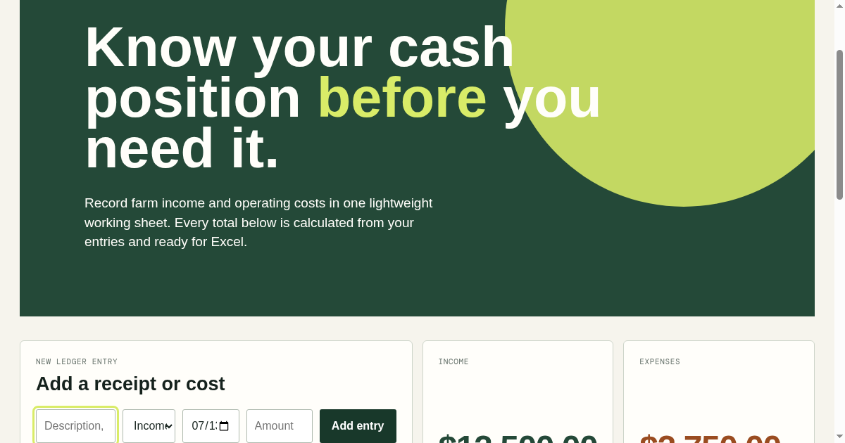 Farm Cash Flow Desk preview