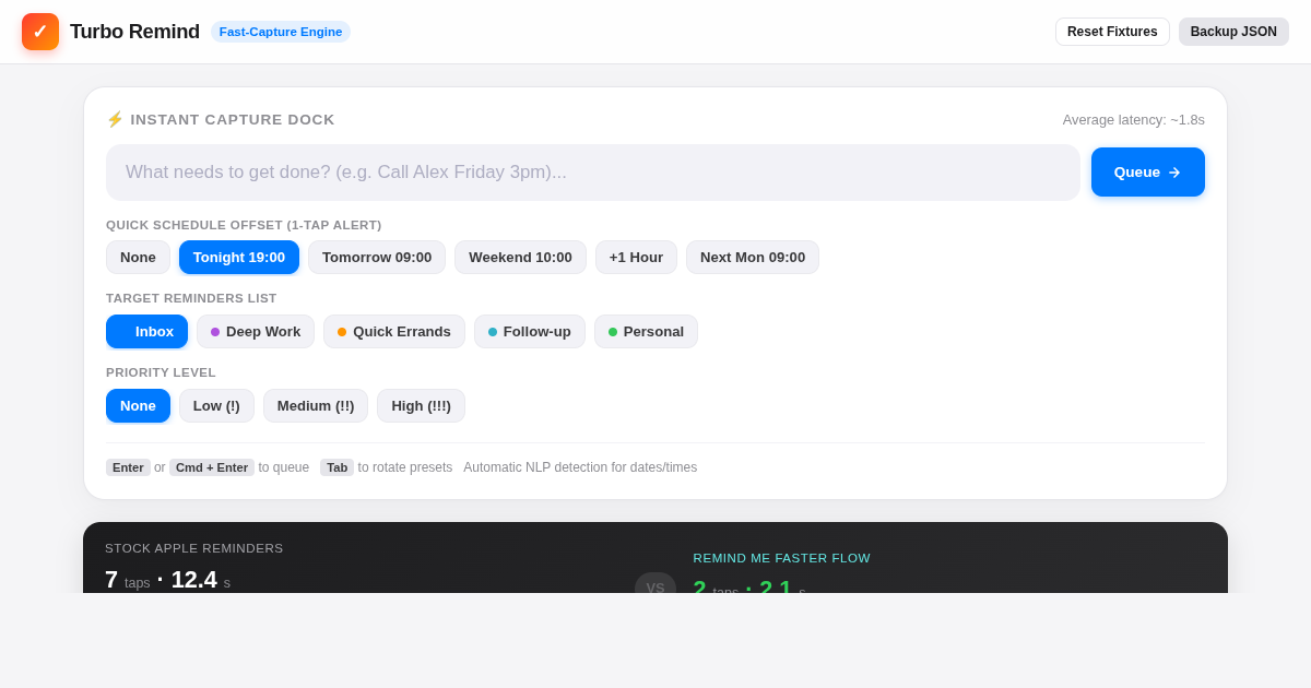 Turbo Remind: Apple Reminders Fast-Capture Engine preview