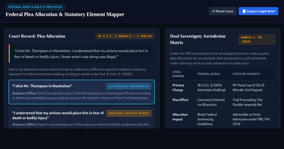 Federal Plea Allocution & Statutory Element Mapper (18 U.S.C. § 2261A) preview