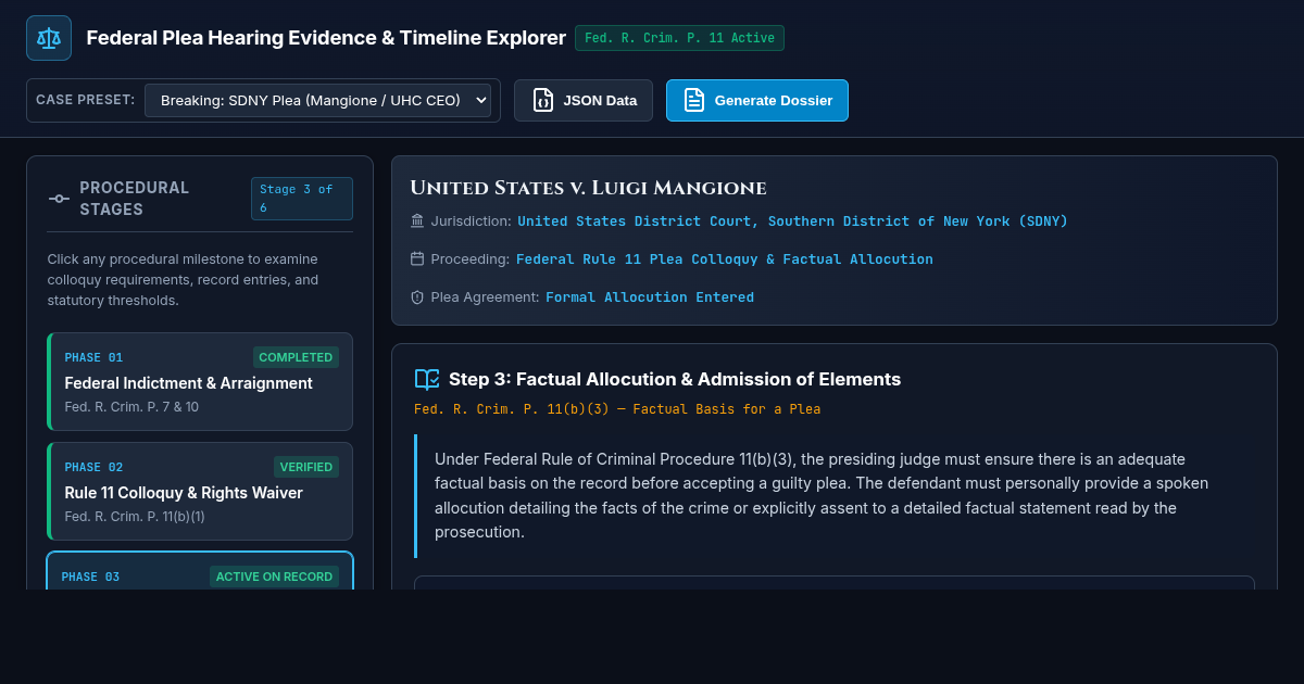 Federal Plea Hearing Evidence & Timeline Explorer | Rule 11 & Allocution Analyzer preview