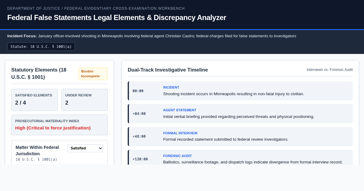 Federal False Statements Legal Elements & Discrepancy Analyzer preview
