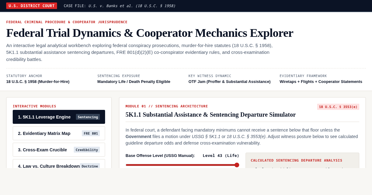 Federal Trial Dynamics & Cooperator Mechanics Explorer preview