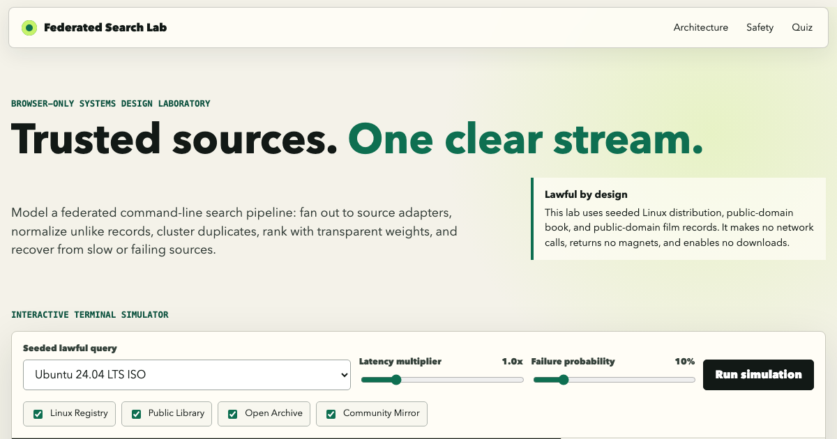 Federated CLI Search Architecture Lab | Safe Concurrent Search Simulator preview