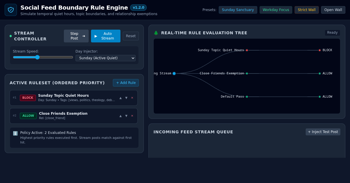 Social Feed Boundary Rule Engine preview