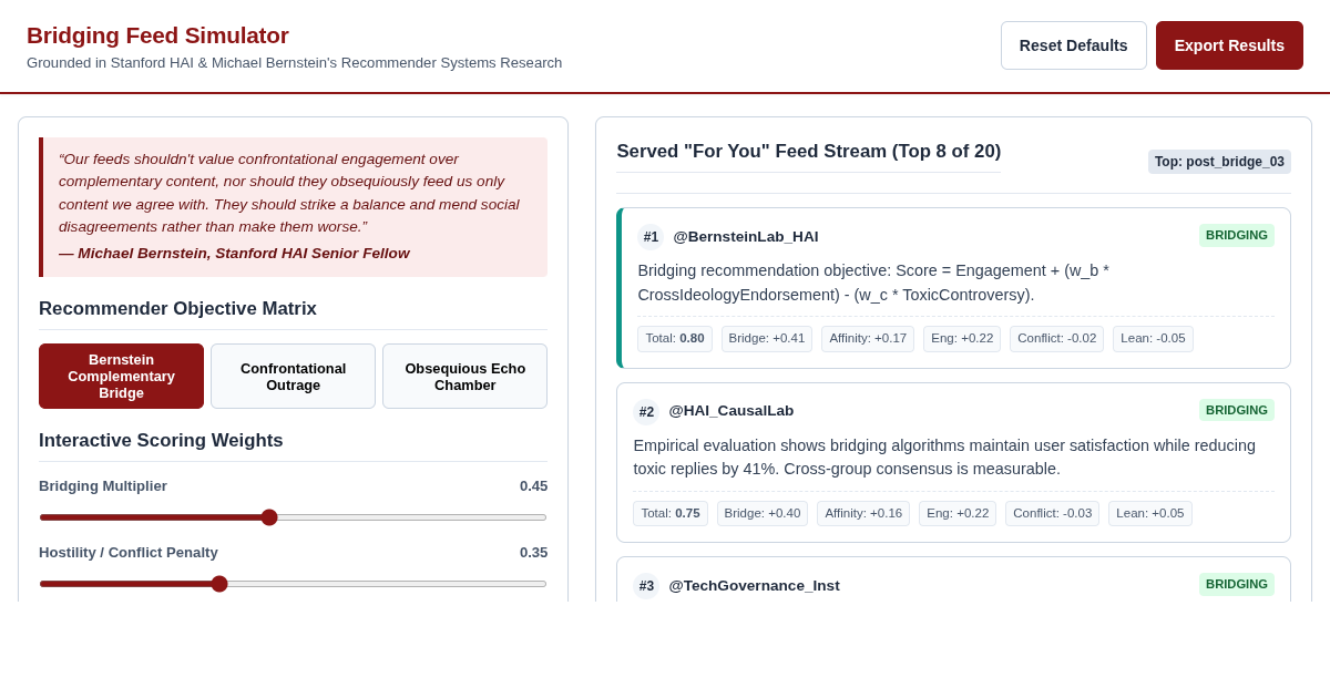 Bridging Feed Simulator: Algorithmic Ranking & Polarization preview