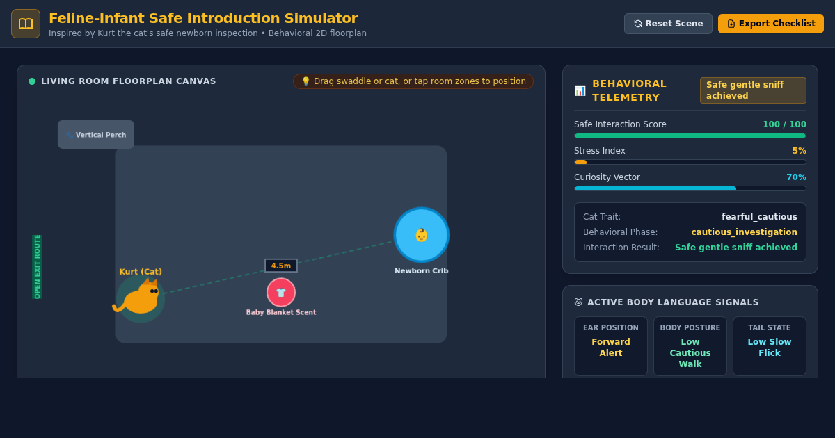 Feline-Infant Safe Introduction Simulator | Cat & Baby Behavioral Guide preview