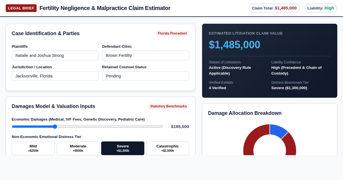 Fertility Clinic Legal Claim & Damages Estimator preview