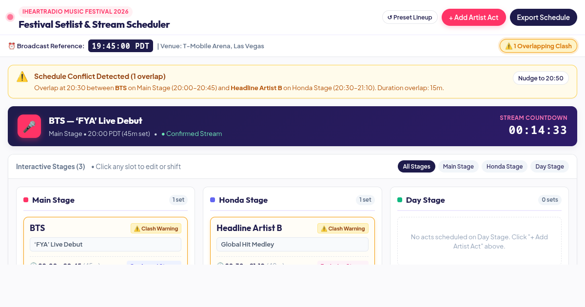 Festival Setlist & Stream Scheduler preview