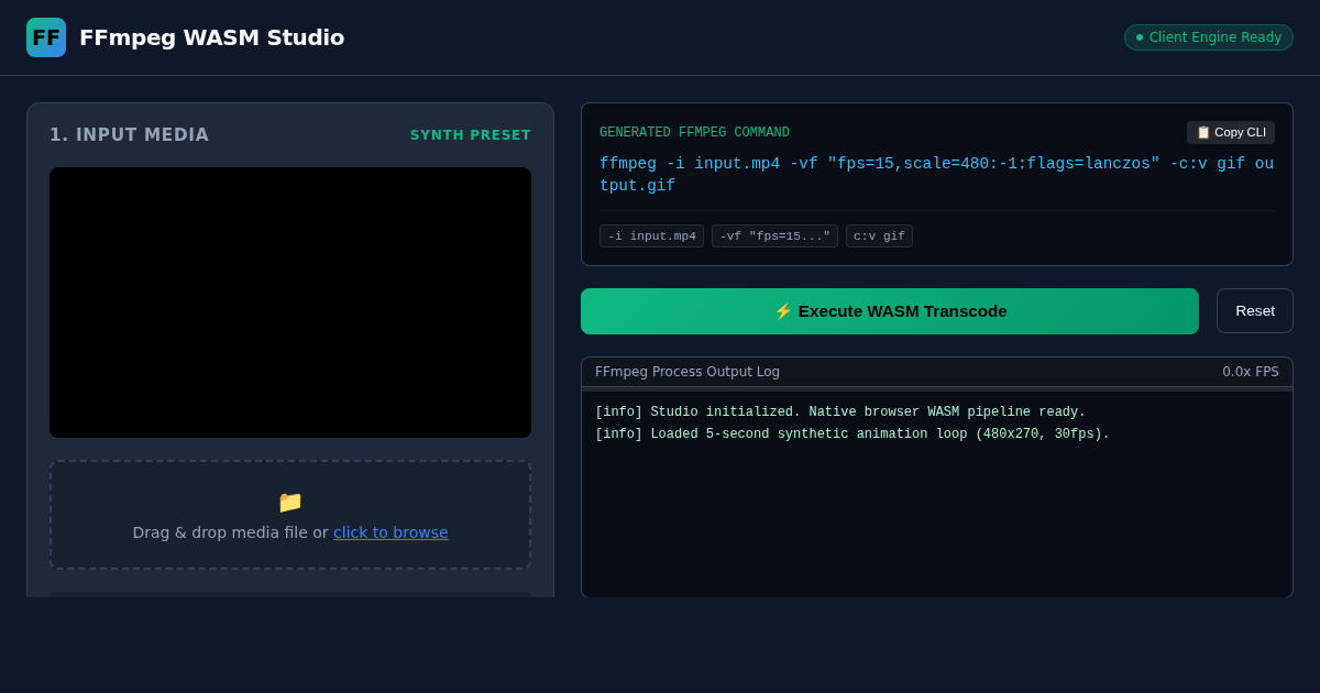 FFmpeg Browser Command Playground & Local WASM Transcoder preview