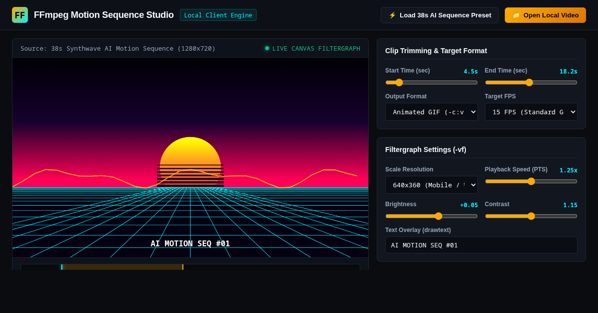 FFmpeg Motion Sequence Studio & Local Video Converter preview