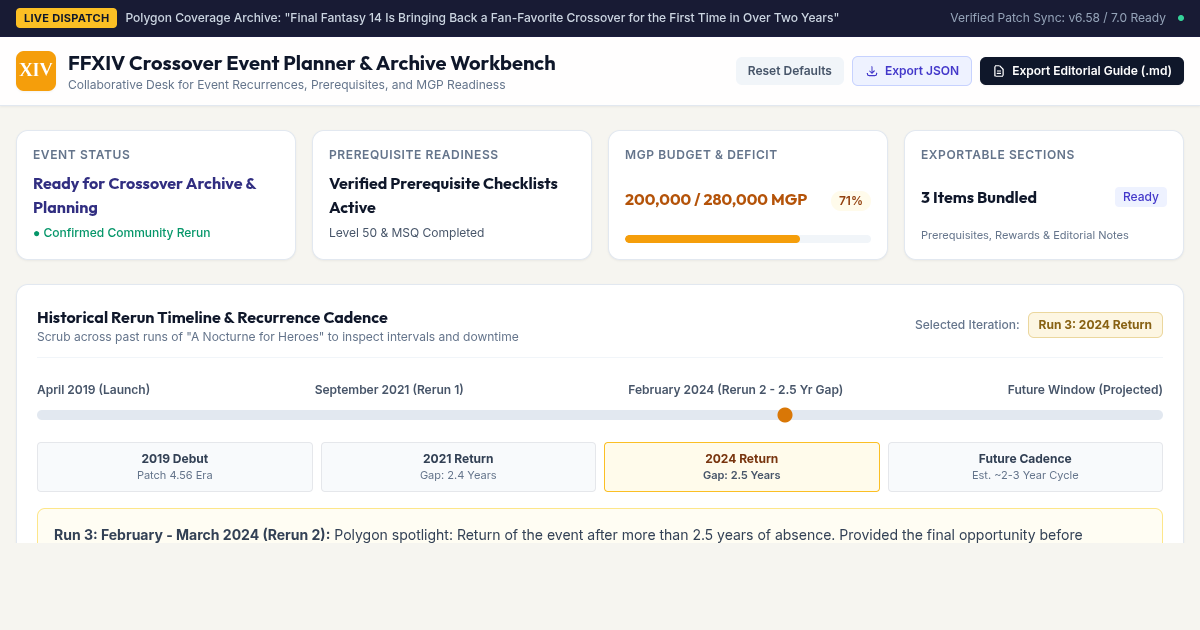 FFXIV Crossover Event Planner & Archive Workbench preview