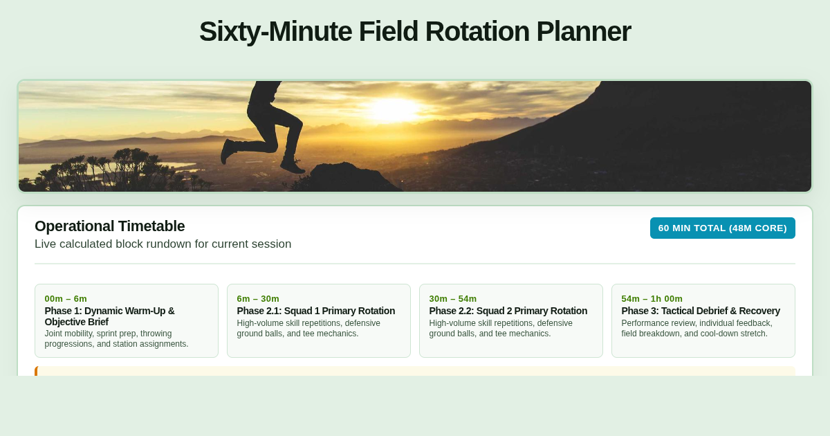 Field of Dreams HR 60/2 Session Planner preview