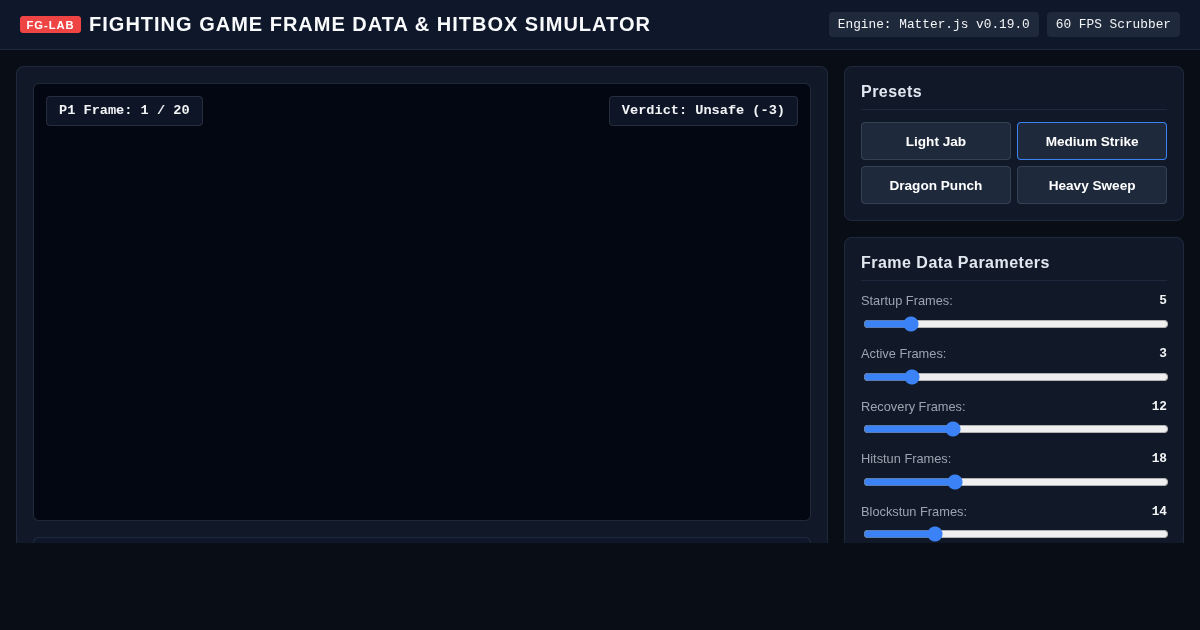 Fighting Game Frame Data & Hitbox Simulator preview