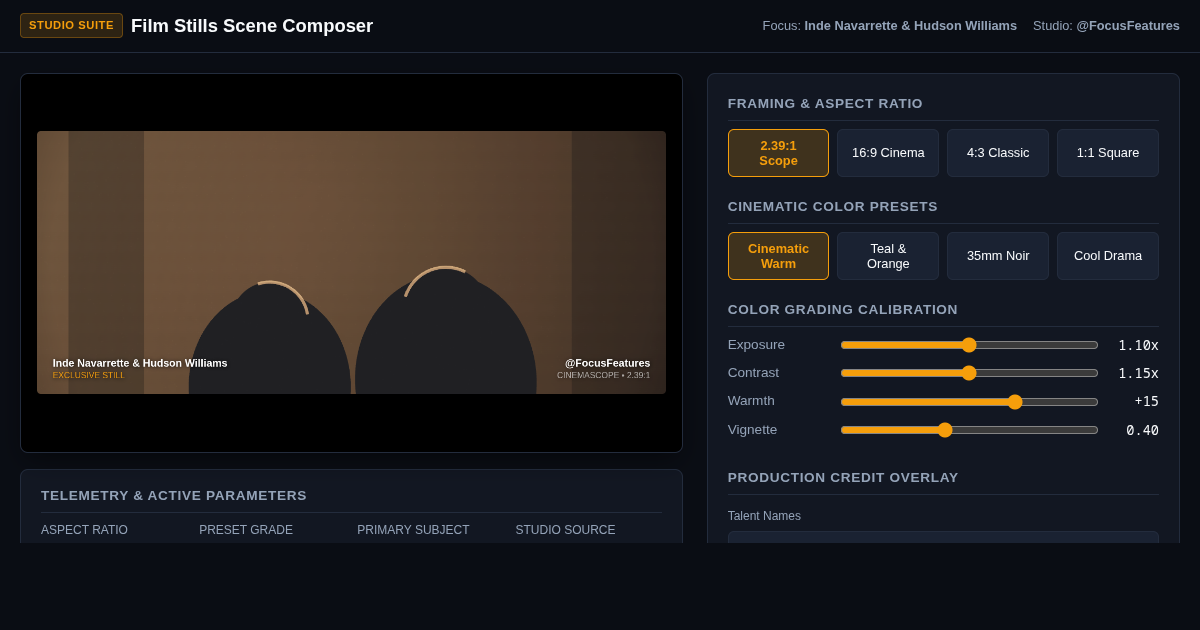 Film Stills Scene Composer and Palette Studio preview