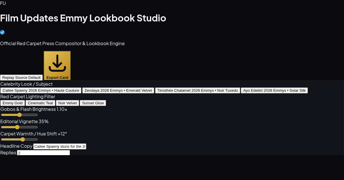 Film Updates Emmy Lookbook & Press Card Studio preview