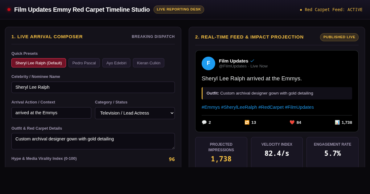 Film Updates Emmy Red Carpet Timeline Studio preview