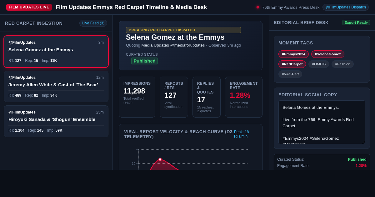 Film Updates Emmys Red Carpet Timeline & Media Desk preview