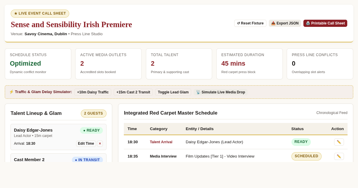Red Carpet Premiere Call Sheet & Media Schedule Studio preview