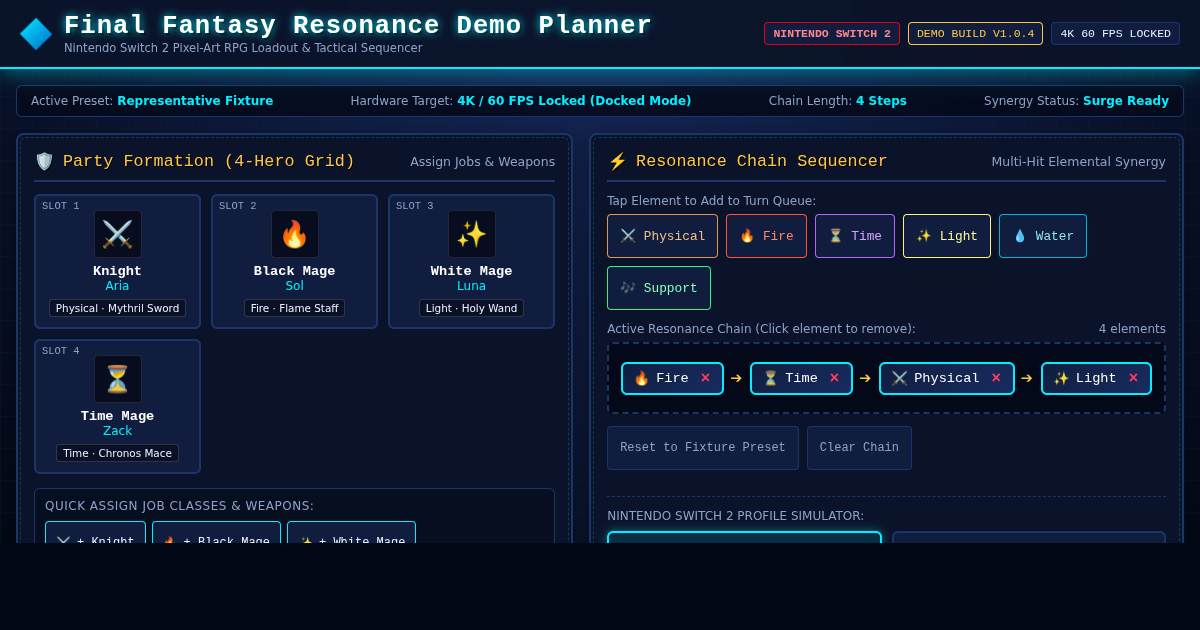 Final Fantasy Resonance Demo Planner preview