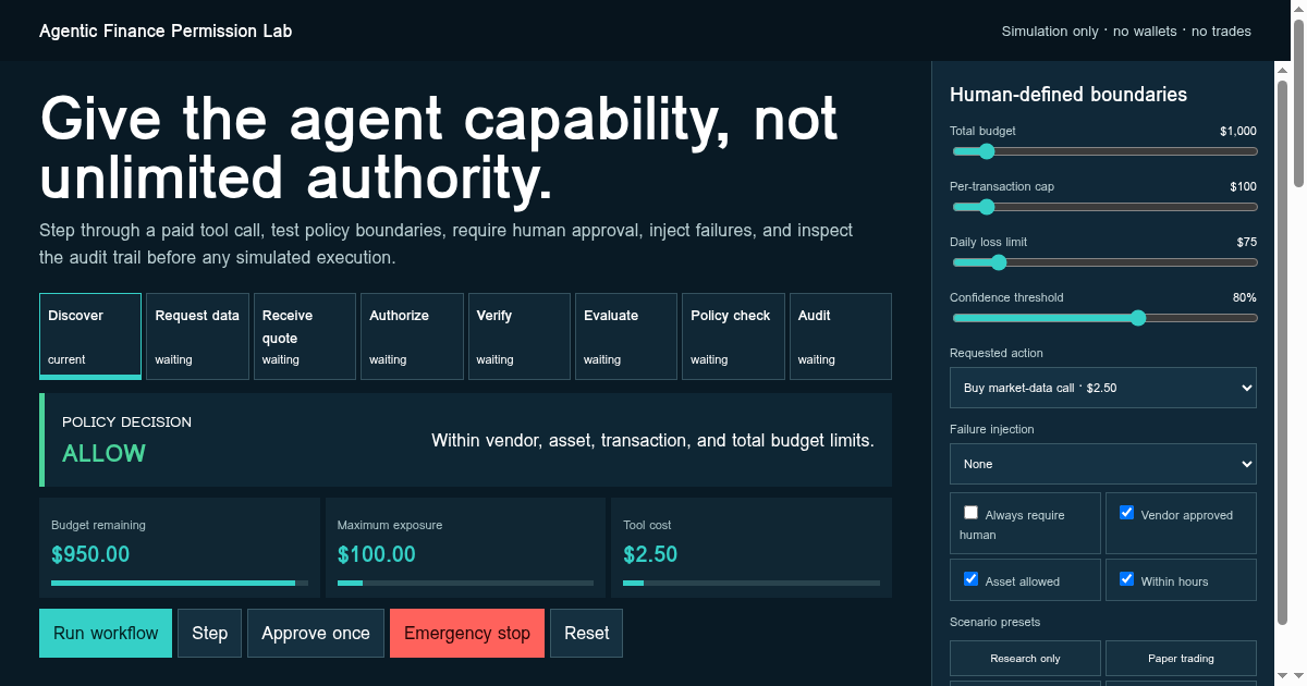Agentic Finance Permission Lab preview