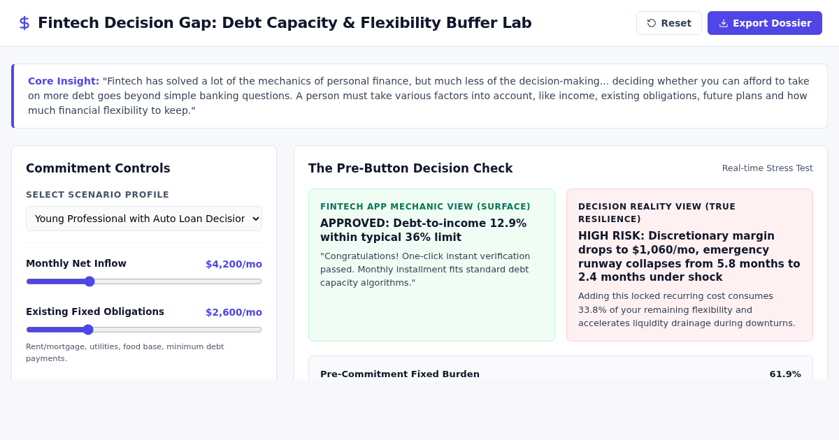 Fintech Decision Gap: Debt Capacity & Flexibility Buffer Lab preview