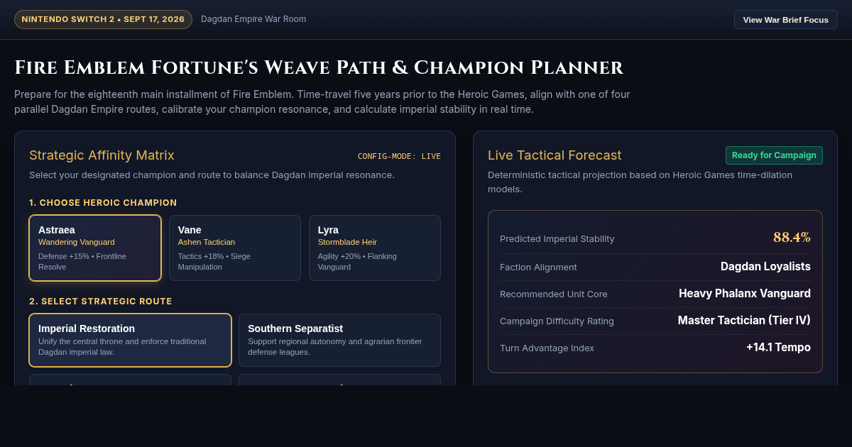 Fire Emblem Fortune's Weave Path & Champion Planner preview