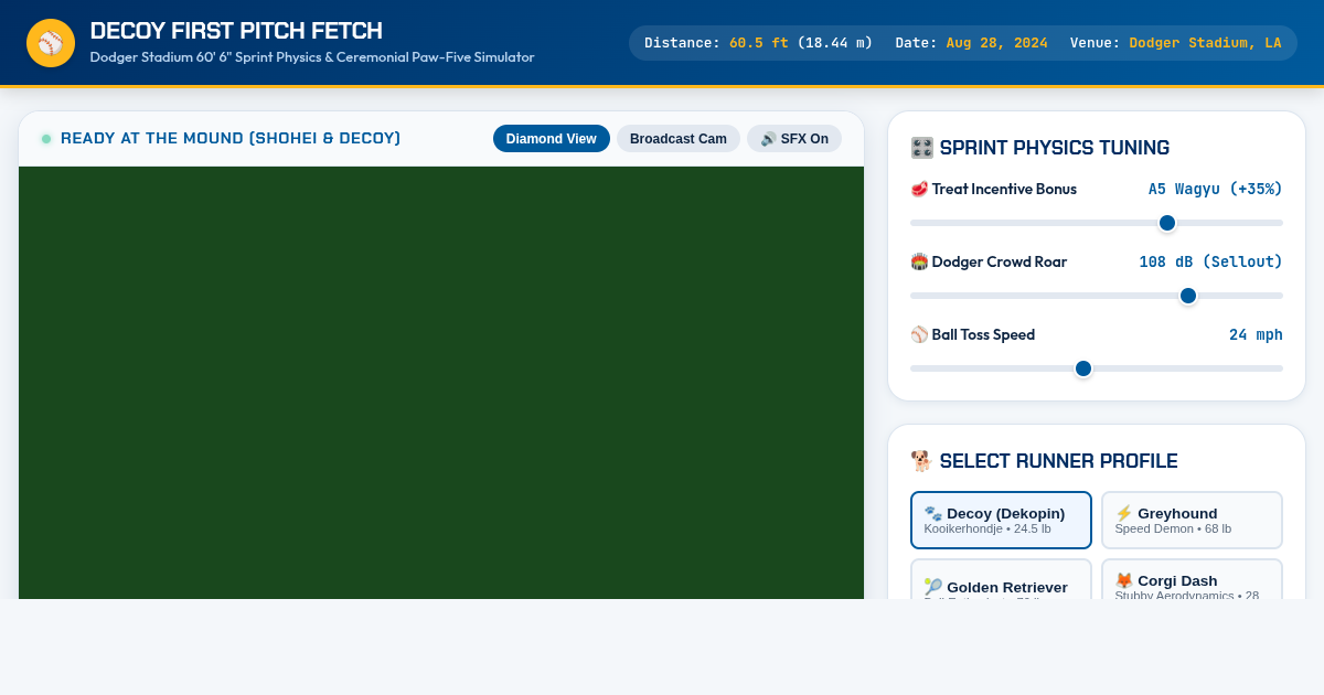 Decoy First Pitch Fetch: Dodger Stadium Sprint Simulator preview